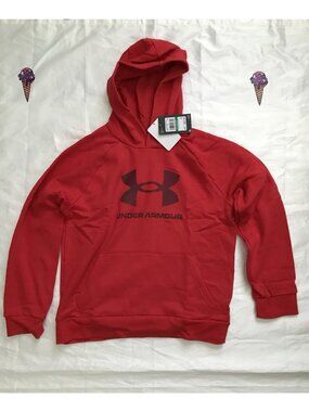 Under Armour Boy's Long Sleeve Fleece Lined Pullover Hoodie Red Size Youth L